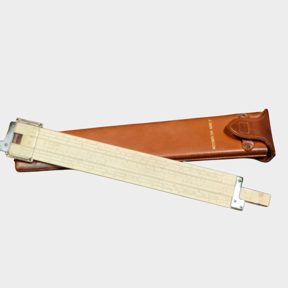 Keuffel & Esser Slide Rule 4081-3 Log Log Duplex Decitrig Tan Leather Case 1947